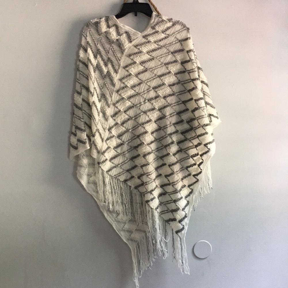 White and gray Poncho